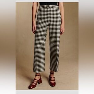 Sezane Martin Crop Trousers Black/ Ecru Gingham - Size 8